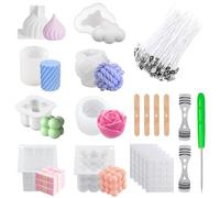 HIQE-FL Moule à Bougie Silicone 8 Morceaux, 3D Cube Boule pour Décorations DIY, Cadeaux, Savon Artisanal, Pouding