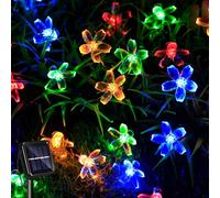 HIQE-FL Solaire Guirlande Lumineuse Extérieure,14M 120 LED Guirlande Lumineuse Solaire avec Fleurs,8 Modes Lampe Sakura,Jardin,Balcon,Mariage,Décoration de fête (Couleur)