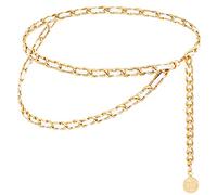 HIQUACC Ceintures en cuir pour femmes et filles, chaînes de corps superposées en métal pour robe, gilet, jeans, Or Blanc 2, S: (Fit Waist 90cm/35.4in)