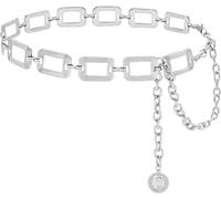 HIQUACC Chaîne de taille en métal pour femme, Argent carré., XL: 59 in/150 cm