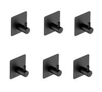 HIRAIDAI Crochet Adhésif Lot De 4 Pinces Murales Anti-Perforation Pour Balai Wc (4,5CM) - Carré Noir - Cylindrique