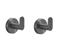 HIRAIDAI Crochet De Salle De Bain Autocollant Lot De 2 Crochets Ovales En Acier Inoxydable Gris Pistolet, Sans Perforation, Pour Salle De Bain, Cuisine, Hôtel