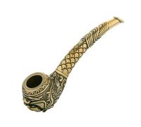 HIRAIDAI Ornement en Laiton Plein Statues Antique Gobelet en Cuivre Pur Pipe À L'Ancienne Pistolet À Fumer Décoration De Bureau Artisanat Bronze 11.3Cm