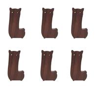 HIRAIDAI Patere Murale Bois Lot De 6 Crochets De Porte/Capot En Bois En Forme D'Animaux(Sans Perçage) - Alpaga En Noyer Noir (Orienté Vers La Gauche)