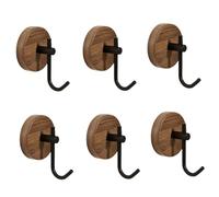 HIRAIDAI Patere Murale Bois Lot De 6 Patères Murales Robustes (6,2X5,5CM) Pour Portes En Bois Massif (Sans Perçage) - Noyer Noir, Type J