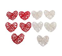 Hiraith 10pcs Ensemble de Décoration de Boules de Rotin en Forme de Coeur - Naturellement de Remplissage en Osier Versant pour Le Vase/Mariage/Fête, Les Accents Décoratifs de Maison
