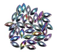 Hiraith 500pcs Horse Eye Rhingestones, 7x15 Mm Clair Noir AB Flatback Resin Gemmes pour les Nail Art, Robes de Mariée et Artisanat, Pierres de Décoration Bricolage Brillantes avec Dos