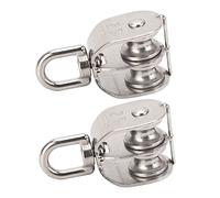 Hiraith Bloc de Poulie Double M25, Roue de Poulie Pivotante en Acier Inoxydable pour Objets Lourds, Camping, Randonnée, Alpinisme, Antirouille, Durable, Compact et Léger