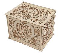 Hiraith Boîte en Bois Creuse Bricolage, Carte-cadeau, Caisse D'argent, Boîte de Décoration de Réception de Mariage, Assemblage Facile (JM01192 Grand)