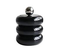 Hiraith Distributeur de Support Qtip de Style Nordique, Conteneur de Stockage de Coton-Tige Anti-poussière de Bureau, Boîte de Rangement de Maquillage en Forme de Beignet avec (Noir