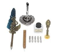 Hiraith Ensemble de Stylos Plume élégant Porte-stylo de Style Vintage avec Gravure Claire et Pointe Plate 1-5 Mm pour la Pratique de la Calligraphie et L'écriture (SP285733 parsemé d'or et de bleu