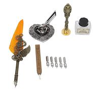 Hiraith Ensemble de Stylos Plume élégant Porte-stylo de Style Vintage avec Gravure Claire et Pointe Plate 1-5 Mm pour la Pratique de la Calligraphie et L'écriture (SP285705 orange doré saupoudré