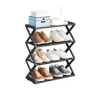 Hiraith Étagère à Chaussures à 4 Niveaux, Organisateur de Rangement de Chaussures Pliable pour Placard, Couloir, Entrée, Chambre à Coucher, Assemblage Facile sans Outils, Conception Peu (Noire)