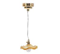 Hiraith Miniature Round Glass Pendante Lamp Dollhouse Plafond Plafond Light Dollhouse Decoration, Détail Exquis, Effet Réaliste, 1:12 ou 1: 6 Scale Houses, Verre, Métal (Jaune)