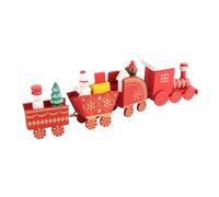 Hiraith Petit Train de Noël en Bois à Quatre Sections, Jouet sur Le Thème | Décor de Train de Noël en Bois, Ensemble de 4 Pièces, Moteur avec Bonhomme de Neige, Père Noël, Ours en Peluche, Cheval