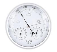 Hiraith Station Météorologique 3 en 1 - Grand Thermomètre à Support Mural de 130 Mm (5,12 "), Baromètre et Hygromètre, Instrument Météo Intérieur/Extérieur en Alliage en Alliage en
