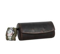 Hiram Boîte de rangement en cuir véritable pour 3 montres avec coussin amovible - Organiseur de protection portable
