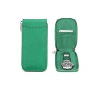 Hiram Boîte de voyage pour montre 1 montre Boîte de rangement en cuir Saffiano Organisateur de montre portable à glissière (Vert forêt)