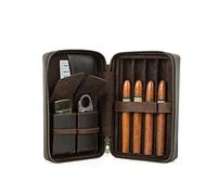 Hiram Cave cigares en cuir véritable, étui de voyage portable pour 4 pièces