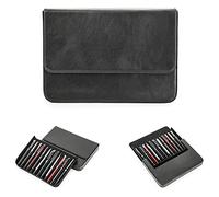 Hiram Étui à stylos en cuir, portable, en cuir véritable, boîte de rangement, housse de protection pour stylos, Noir , Für 12 Stifte