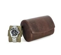 Hiram Étui de montre en cuir véritable, boîte de voyage pour 2 montres avec coussin amovible, organiseur de protection portable pour double montre