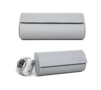 Hiram Étui de Rangement en Cuir Véritable pour 3 Montres Fait à la Main en Cuir Saffiano Véritable, Étui Portable avec Coussins Amovibles (Gris)