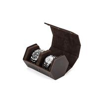 Hiram Étui de voyage en cuir véritable hexagonal pour 2 montres