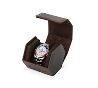 Hiram Étui de voyage en cuir véritable hexagonal pour montre - 1 étui de protection pour montre