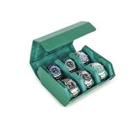 Hiram Étui de voyage hexagonal en cuir véritable pour 6 montres avec coussin amovible pour montres et bracelets - Vert