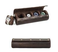 Hiram Étui de voyage pour 4 montres en cuir véritable avec coussins coulissants