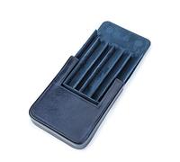 Hiram Étui en cuir pour 6 stylos, portable, en cuir tanné végétal, avec fermeture magnétique dissimulée et tiroir à stylos, design (bleu)