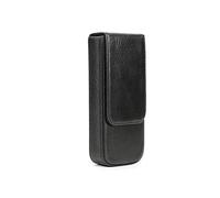 Hiram Étui portable en cuir pour stylos avec fermeture magnétique cachée et bac à stylos, design amovible, Noir , For 3 Pens