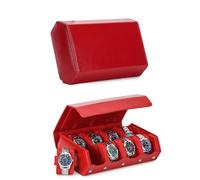 Hiram Hexagon Boîte à montres en cuir Saffiano véritable Étui à montres pour 8 montres, Étui de rangement de protection en cuir à 8 emplacements pour montres Organisateur d'affichage de montres pour