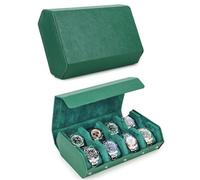 Hiram Hexagon Boîte à montres en cuir Saffiano véritable Étui à montres pour 8 montres, Étui de rangement de protection en cuir à 8 emplacements pour montres Organisateur d'affichage de montres pour