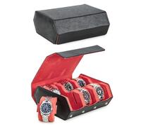 Hiram Hexagon Étui de rangement en cuir Saffiano véritable pour 6 montres, étui de protection à 6 emplacements pour montres pour homme (noir orange)