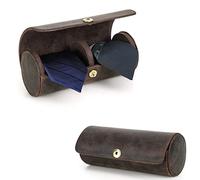 Hiram Organiseur de Cravates Portable en Cuir Véritable pour Cravates, Rouleau de 2 Cravates, pour Homme, Affaires, Voyage, Étui à Cravate