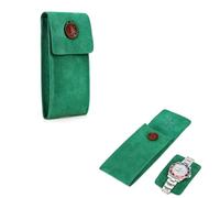 Hiram Pochette de rangement pour montre en daim de vache pour 1 montre, organiseur de voyage pour voyage en plein air (vert)