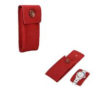 Hiram Pochette pour montre en daim de vache - Sac de rangement pour 1 montre - Organiseur de voyage pour voyage en plein air (rouge)