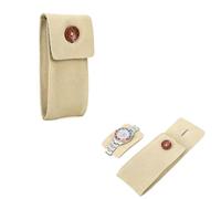 Hiram - Sac de transport pour montre en cuir suédé de vachette - Étui de rangement pour montre en cuir pour 1 montre - Organisateur de voyage portable pour montre pour les voyages en plein air (Beige)