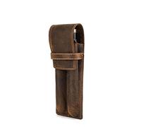 Hiram Trousse pour crayons en cuir véritable portable boîte de rangement pour stylos, For 2 Pens