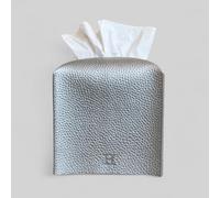 Hirano's Bazaar Support de boîte à mouchoirs en cuir végétalien, carré (argent arctique)