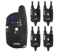 Hirisi Tackle Ensemble de détecteurs de touche pour pêche à la carpe avec télécommande (récepteur radio), avec éclairage nocturne, sensibilité, volume et tonalité réglables. Ensemble de détecteurs de