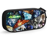 Hirola Anime Bleach Trousse À Crayons Impression Personnalisée 3d Grande Capacité Double Fermeture Éclair Trousse Pour Bureau, École, Voyage Noir O19