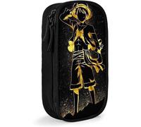 Hirola Anime One Piece Trousse À Crayons Impression Personnalisée 3d Grande Capacité Double Fermeture Éclair Trousse Pour Bureau, École, Voyage Noir Ds43