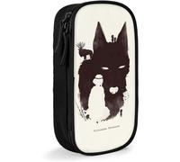 Hirola Anime Princess Mononoke Trousse À Crayons Impression Personnalisée 3d Grande Capacité Trousse À Double Fermeture Éclair Pour Bureau, École, Voyage Noir M79