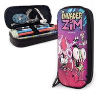 Hirola Invader Zim Anime Trousse À Crayons En Cuir Synthétique Étanche Et Durable Avec Fermeture Éclair, Trousse De Maquillage Pour Adolescents, Garçons, Filles, Travail À Domicile, Bureau