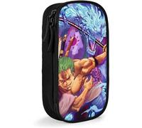 Hirola One Piece Samurai Roronoa Zoro Trousse À Crayons Impression Personnalisée 3d Grande Capacité Double Fermeture Éclair Pochette À Crayons Pour Bureau, École, Voyage Noir 56