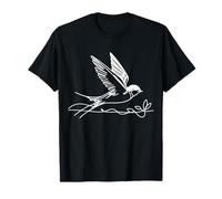 Hirondelle Art Linéaire | Oiseau en Vol Dessin T-Shirt