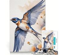 Hirondelle en vol à l'aquarelle Puzzle de 1000 pièces Jeu créatif et Stimulant Assemblage sécurisé Aucune pièce détachée Activité de Partage et de complicité avec Les Proches (38x52cm)