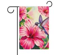 Hirondelle Pourpre Hibiscus Drapeau De Cour 30X45Cm Bannières Double Face Suspendre Drapeau Pour Extérieure Vacances Chambres